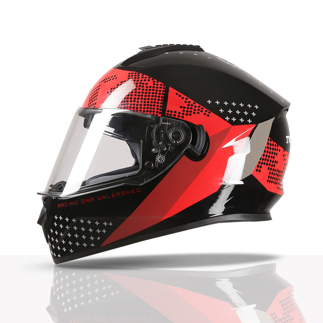 TVS Racing Phantom Series Full Face Dual Visor Helmet for Men | Premium Bike Helmets with ABS Shell, UV Paint | Quick Release System | Aerodynamic Design | DOT & ISI Certified (Black V1)